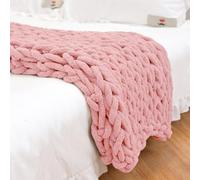 FENXIXIONE Knitted Blanket Chunky Knit Throw Chunky Knitted Blanket Throws for Sofa Large Knitted Bed Throw Blankets for Beds 100X150,beige (100X150,Pink)