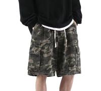 FENXIXIONE Mens Retro Camo Cargo Shorts Y2k Baggy Jorts Hip Hop Camouflage Shorts Goth Bermuda Shorts Streetwear (XL,Camo)