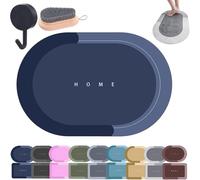 FENXIXIONE Modernized Stylish Simple Bath Mat - Rubber Non-Slip Magic Mat Bathroom Super Absorbent Quick Dry Bath Mat Rug (15.7in x 23.6in,Dark Blue-B)