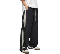 FENXIXIONE Unisex Y2k Sweatpants Vintage Stripe Baggy Pants Hip Hop Track Pants Y2k Parachute Pants for Men and Woman (XL,Black)