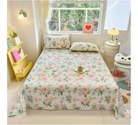 FENXIXIONE Vintage Floral Flat Top - Soft Premium Art Cotton Sheet, Chic Romantic Wildflowers Panda Pattern Flat Sheet Only for Women Girls, Garden Theme Decorative Bedding (#3,230 * 250cm)