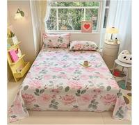 FENXIXIONE Vintage Floral Flat Top - Soft Premium Art Cotton Sheet, Chic Romantic Wildflowers Panda Pattern Flat Sheet Only for Women Girls, Garden Theme Decorative Bedding (#15,Pillowcases*2)