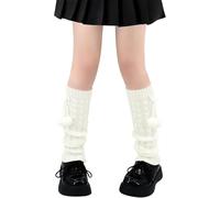 FENXIXIONE Y2k Goth Leg Warmers for Women - Harajuku Kawaii Fuzzy Long Warmers (One Size, White Pompom)