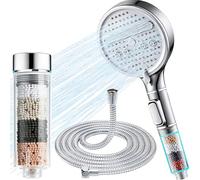 Fenxyo Filtered Shower Head with 1.5M Hose Combo, High Pressure Handheld Shower Head, Multiple Spray Modes Shower Heads with Filter for Hard Water Residual Chlorine Remove, ON/Off Switch for Pets Bath