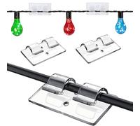 Fenxyo Outdoor Lights Hooks Adhesive with Upgraded Sticky Pad, Storage Box, 40pcs Strong Waterproof Self Adhesion Cable Clips for Outdoors String Lights Desk Wall Workshop Home Office
