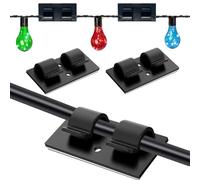 Fenxyo Outdoor Lights Hooks Adhesive with Upgraded Sticky Pad, Storage Box, 40pcs Strong Waterproof Self Adhesion Cable Clips for Outdoors String Lights Desk Wall Workshop Home Office