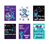 Fenyluxe 6pcs Suicide Awareness Posters, 16.5 x 22 in Suicide Prevention Awareness and Mental Health Posters in Purple & Teal for Volunteer Booths, Advocacy events and Classroom Education