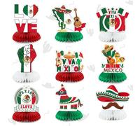 Fenyluxe 9PCS Mexican Independence Day Table Decorations Viva Mexico Honeycomb Centerpieces for 16 de Septiembre Fiesta, Dia de la Independencia Mexicana Party Decor(Mexican Independence Day)