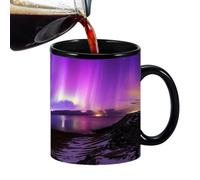 Fenytay Northern Lights Design Color Changing Mug, Tea Magic Color Cup, Heat Changing Ceramics Cup, Color Changing Mug Reveal Mug for Hot Drinks, Ceramic Mug for Boys Girls Men Women