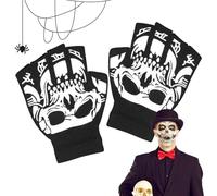 Fenytay Skeleton Cycling Gloves,Halloween Half Finger Skeleton Gloves for Cycling - Glowing In The Dark for Carnival, Masquerade, Christmas Party