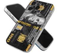 Fenytusi One Hundred Phone Case Compatible with iPhone 17 Pro Max Money Bill 100 Dollar Black Gold Soft Silicone Phone Shockproof Cover for Men Women