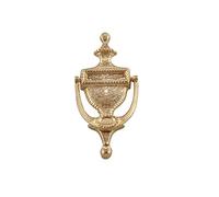 Fenzo Brass Door Knocker 6.5 Inch - Classic Urn Style Embossed Front Door Knocker, Solid Heavy Brass, Traditional Victorian Design for Standard UK Doors, Elegant Home Decor