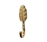 Fenzo Feather Wall Hook, Antique Decorative Vintage Style Handcrafted Wall Hooks for Living Room Bedroom Hallways Bathroom Entryway, Heavy Duty Aluminium Coat Hook (Golden)