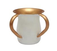 Fenzo Judaica Hand Wash Cup Netilat Yadayim Last Water 2 Handle Shabbat Jewish Ritual Gift for Rosh Hashanah Passover 750ml capacity Dual Handle Washing Cup Seder Décor (White)