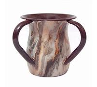 Fenzo Judaica Hand Wash Cup Netilat Yadayim Last Water 2 Handle Shabbat Jewish Ritual Gift for Rosh Hashanah Passover 750ml capacity Dual Handle Washing Cup Seder Décor (Brown)