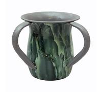 Fenzo Judaica Hand Wash Cup Netilat Yadayim Last Water 2 Handle Shabbat Jewish Ritual Gift for Rosh Hashanah Passover 750ml capacity Dual Handle Washing Cup Seder Décor (Green)