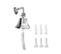 Fenzo Last Order Bell, Traditional Wall Mounted Hanging Door Ship Silver Christmas Bell with Durable Rope, Crisp Loud Sound, for Sleigh, Playhouse, Boat, Home Bar Pub (6 Inch)