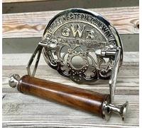 Fenzo Traditional Brass Toilet Roll Holder GWR Wooden Roller Victorian Railway Station Vintage Design Wall Mounted Loo Roll Holder, Elegant Touch, Easy Installation (Silver)