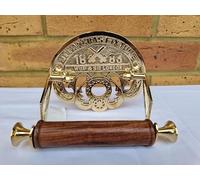Fenzo Traditional Brass Toilet Roll Holder St. Pancras Wooden Roller Victorian Railway Station Vintage Design Wall Mounted Loo Roll Holder, Elegant Touch, Easy Installation (Golden)