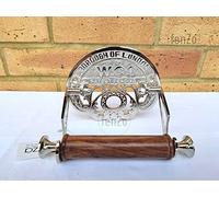 Fenzo Traditional Brass Toilet Roll Holder WC1 Wooden Roller Victorian Railway Station Vintage Design Wall Mounted Loo Roll Holder, Elegant Touch, Easy Installation (Silver)