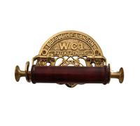 Fenzo Traditional Brass Toilet Roll Holder WC1 Wooden Roller Victorian Railway Station Vintage Design Wall Mounted Loo Roll Holder, Elegant Touch, Easy Installation (Golden)