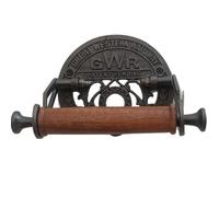 Fenzo Traditional Toilet Roll Holder Wooden Roller Victorian Railway Station Cast Iron Vintage Design Wall Mounted Loo Roll Holder, Elegant Touch, Easy Installation (Style 3)