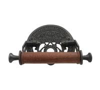 Fenzo Traditional Toilet Roll Holder Wooden Roller Victorian Railway Station Cast Iron Vintage Design Wall Mounted Loo Roll Holder, Elegant Touch, Easy Installation (Style 1)