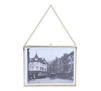 Fenzo Vintage Style 8x10 inch Landscape Brass & Glass Hanging Frames for Photos, Artwork, & Pressed Leaves, Floating Display Gold Frames, Elegant Design for Home Living Room Decor
