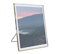 Fenzo Vintage Style 8x10 inch Portrait Metal & Glass Hanging Free Stand Picture Gold Photo Frame Desktop Picture Frames for Photos, Artwork, & Pressed Leaves, Floating Display Frames