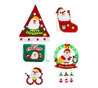 Fenzonmic DIY Felt Christmas Craft Kit - 5 Pack to Make Hat, Glasses, Clutch, Sock & Wreath, Pre-Cut & Glue-Free, All Supplies Included, Creative Holiday Activity for Kids & Family (Santa)