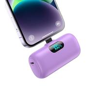 Feob 5000mAh Mini Power Bank for iPhone, Upgraded 15W PD Fast Charging Portable Charger, LCD Display 3.0A Small Battery Pack Compatible with iPhone 14/14 Pro Max/13/13 Pro Max/12/11/XR/X, etc -Purple