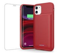 Feob Battery Case for iPhone 11/XR (6.1inch),Upgraded 7500mAh Slim Portable Charger Case Cover,External Battery Pack Charging Case with Tempered-Glass Screen Protector for iPhone 11/iPhone XR (Red)