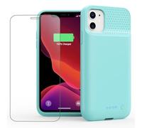 Feob Battery Case for iPhone 11/XR (6.1inch),Upgraded 7500mAh Slim Portable Charger Case Cover,External Battery Pack Charging Case with Tempered-Glass Screen Protector for iPhone 11/iPhone XR (Green)