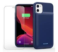 Feob Battery Case for iPhone 11/XR (6.1inch),Upgraded 7500mAh Slim Portable Charger Case Cover,External Battery Pack Charging Case with Tempered-Glass Screen Protector for iPhone 11/iPhone XR (Blue)