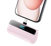 Feob Mini Power Bank Portable Charger 5200mAh for iPhone 15 Series, PD USB C Battery Pack with LCD Display,Compatible with iPhone 15 Plus/15 Pro/15 Pro Max, Samsung S24/23,Android Phones etc-Pink