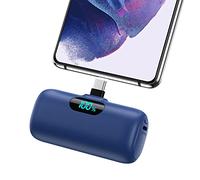 Feob Power Bank USB C 5500mAh,15W PD 3.0A Fast Charging Portable Charger Mini Power Bank LCD Display Battery Pack Compatible with iPhone 17/16/15 Series, Samsung S25/S24/S23 Series etc-Blue