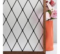 FEOMOS Black Lattice Window Film Static Window Clings Frosted Window Films Privacy Glass Door Sticker Decorative Window Cover Removal Anti-UV 90x200cm