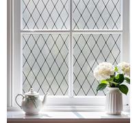 FEOMOS Black Lattice Window Privacy Film, Frosted Window Film, 44x200cm
