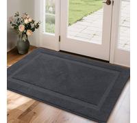 FEOMOS Door mats Indoor,Dirt Trapper Door Mat absorbent,Washable Rug Non Slip,Low Profile,Doormat Easy to Clean for Entrance Kitchen Stairs Pets and Dogs,Grey 60cm x 90cm