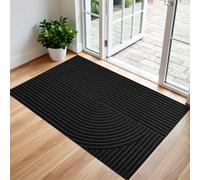 FEOMOS Extra Large Door Mat 90x150cm, Dirt Trapping Indoor Outdoor Doormat, Non-Slip, Low Profile Floor Mat for Large Entrances, Patio Doors, Homes and Businesses - Black