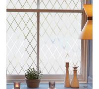 FEOMOS Frosted Lattice Window Film, Window Privacy Film, Decorative Window Cling Non Adhesive, Frosted Glass Film for Windows Doors UV Rejection 44x300cm