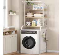 Feonase Over Washing Machine Shelf, 3-Tier Adjustable Shelves with Towels Hangers, Over Toilet Storage Unit, 67 x 46 x 168cm, White