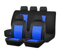 Feoosvx Car Seat Cover Set Full Set Car Seat Covers Press Breathable Fabric Seat Covers For Car 3 Zipper For Rear Seat Backrest(Black Blue 5 seat)