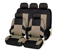 Feoosvx Car Seat Cover Set Universal Car Seat Covers Full Set Most Cars Truck SUV Van Front Rear Protector(Beige full set)