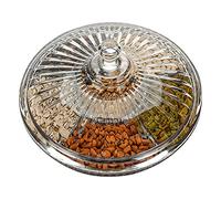 FEOOWV Creative Acrylic Multifunctional Party Snack Tray with Lid,Serving Dishes for Dried Fruits Nuts Candies Fruits,6-Compartment (Clear)