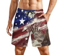 Feorafei Men'S Quick-Dry Swimming Trunks 7 Inch with Compression Liner 2 in 1 Beach Swim Board Shorts with Pockets, 931.american Flag Eagle, L