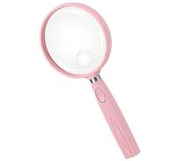 Feosky Handheld Reading Magnifier, 10X 30X Magnifier, 75mm Shatterproof Lens, Rubbery with Non-Slip Soft Handle for Seniors Reading and Kids Nature Exploration, Insect and Hobby Observation (Pink)