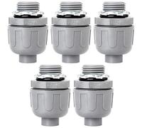 Feotech 1/2 Inch Liquid Tight Connector - 5 Pack PVC Electrical Conduit Fittings 180 Degree Straight Flexible Connectors for Home, Kitchen, and Bathroom Conduit Connector