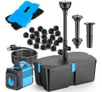 FEOXSHAL Pond Filter with Fountain Pump Kits, 60W Pond Pump and Filtration Kit with Submerged Water Pump