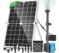 FEOXSHAL Solar Water Fountain Pump, 15W Solar Powered, 190GPH, 4 Style Sprayers, 16.5Ft Cord, Pond Fountains, Water Features